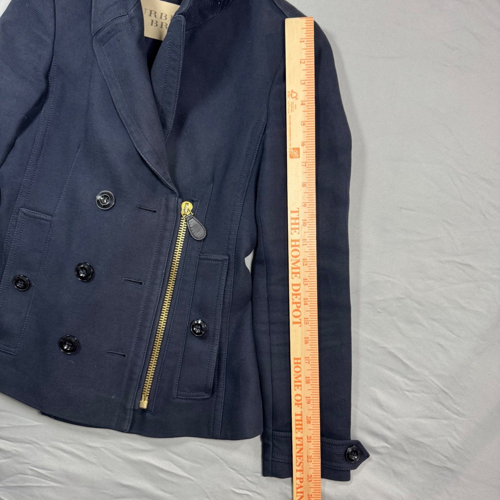 Burberry Brit Womens 2 Blue Asymmetrical Double-Breasted Peacoat Preppy Luxury - Picture 7 of 14